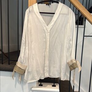 Massimo Dutti Cream V-Neck Blouse
